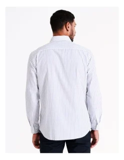 Blaq Tailored Long Sleeve 1 Colour Wide Stripe Shirt In Blue -Cambridge Clothing shop 967573090 4 720x928