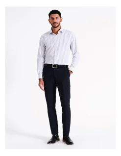 Blaq Tailored Long Sleeve 1 Colour Wide Stripe Shirt In Blue -Cambridge Clothing shop 967573090 5 720x928