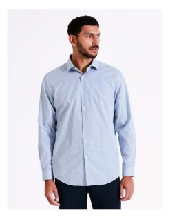 Blaq Tailored Long Sleeve 2 Colour Mid Check Shirt In Blue