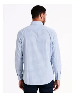 Blaq Tailored Long Sleeve 2 Colour Mid Check Shirt In Blue -Cambridge Clothing shop 967573180 3 720x928