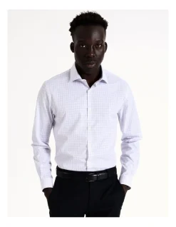 Blaq Tailored Long Sleeve 2 Colour Mid Check Shirt In Purple