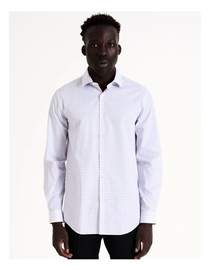 Blaq Tailored Long Sleeve 2 Colour Mid Check Shirt In Purple 5 Blaq Tailored Long Sleeve 2 Colour Mid Check Shirt In Purple - Image 3