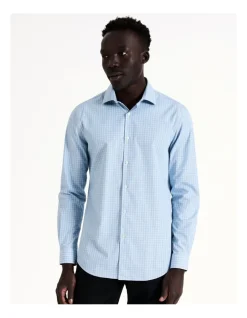 Blaq Slim Long Sleeve 1 Colour Check Shirt In Blue 11 Blaq Slim Long Sleeve 1 Colour Check Shirt In Blue -Cambridge Clothing shop 967573450 3 720x928