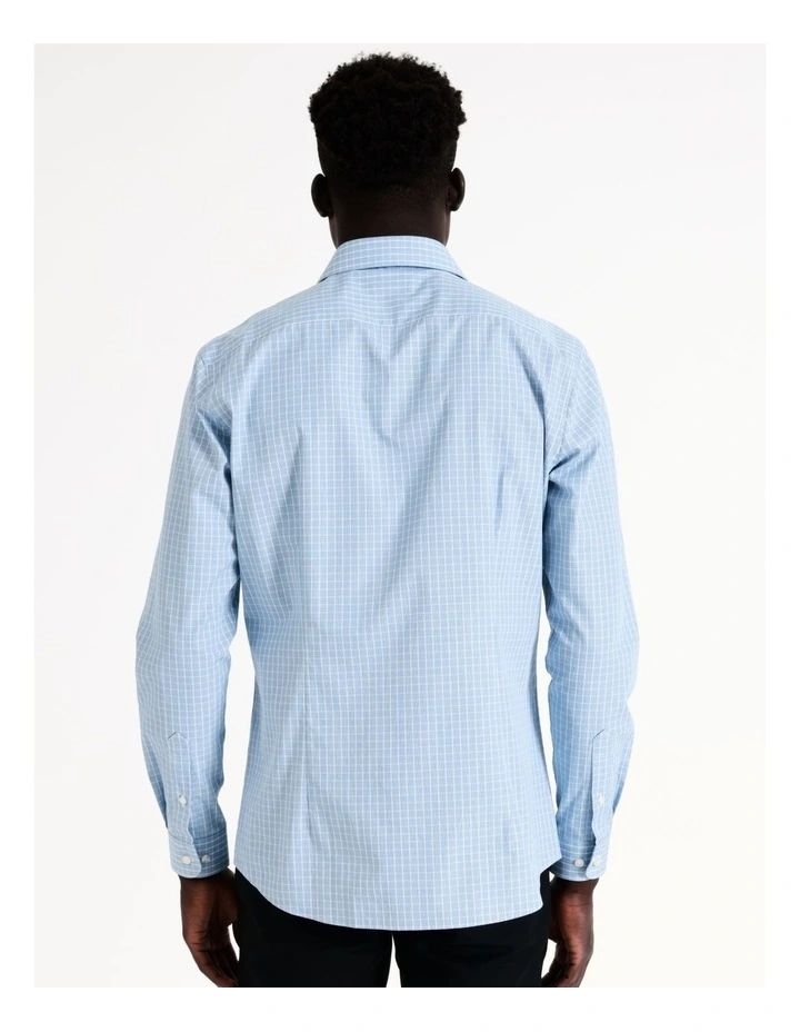 Blaq Slim Long Sleeve 1 Colour Check Shirt In Blue 6 Blaq Slim Long Sleeve 1 Colour Check Shirt In Blue - Image 4