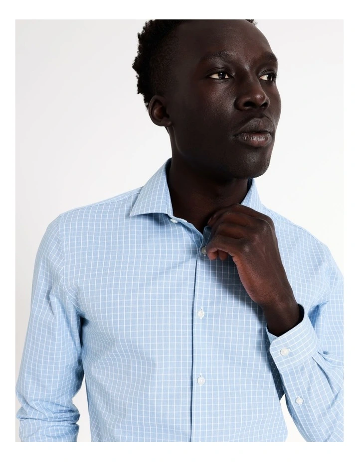 Blaq Slim Long Sleeve 1 Colour Check Shirt In Blue 7 Blaq Slim Long Sleeve 1 Colour Check Shirt In Blue - Image 5