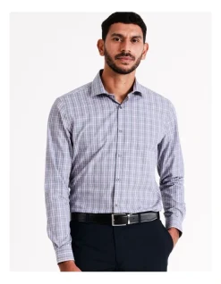 Blaq Slim Long Sleeve 2 Colour Mid Check Shirt In Blue