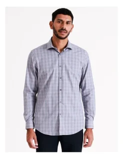 Blaq Slim Long Sleeve 2 Colour Mid Check Shirt In Blue -Cambridge Clothing shop 967573720 3 720x928