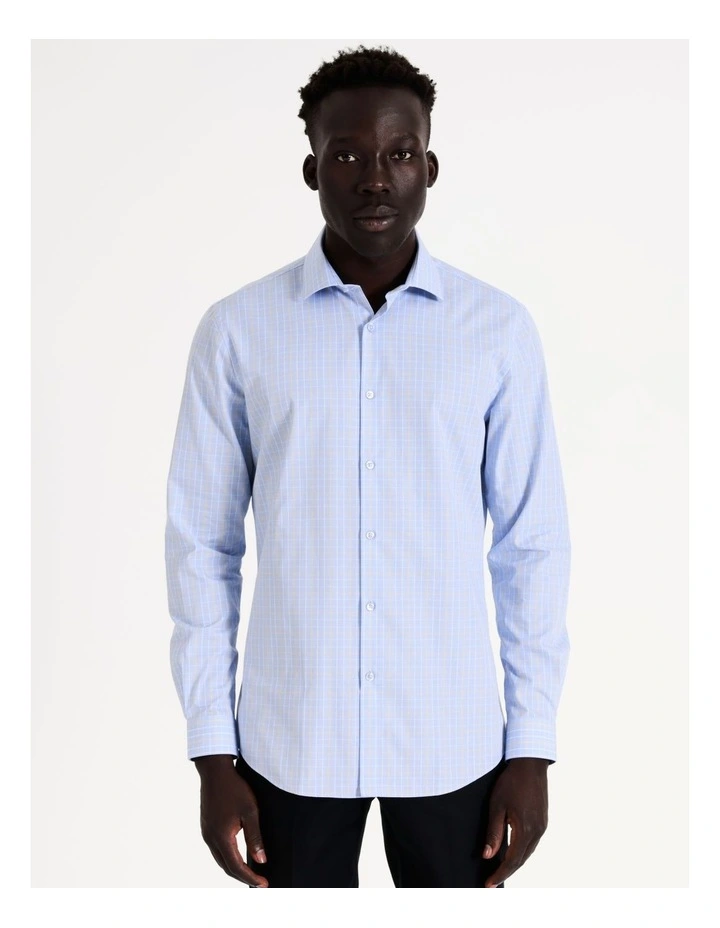 Blaq Slim Long Sleeve 2 Colour Mid Check Shirt In Blue 5 Blaq Slim Long Sleeve 2 Colour Mid Check Shirt In Blue - Image 3