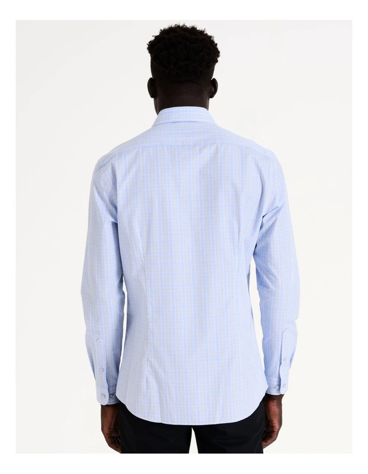 Blaq Slim Long Sleeve 2 Colour Mid Check Shirt In Blue 6 Blaq Slim Long Sleeve 2 Colour Mid Check Shirt In Blue - Image 4