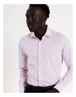 Blaq Slim Long Sleeve 2 Colour Mini Stripe Shirt In Pink