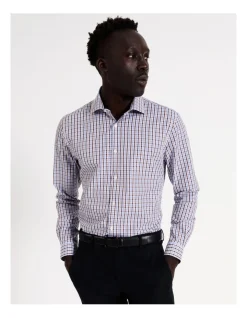 Blaq Slim Long Sleeve 2 Colour Mid Check Shirt In Brown