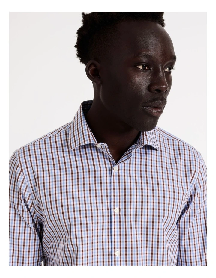 Blaq Slim Long Sleeve 2 Colour Mid Check Shirt In Brown 4 Blaq Slim Long Sleeve 2 Colour Mid Check Shirt In Brown - Image 2