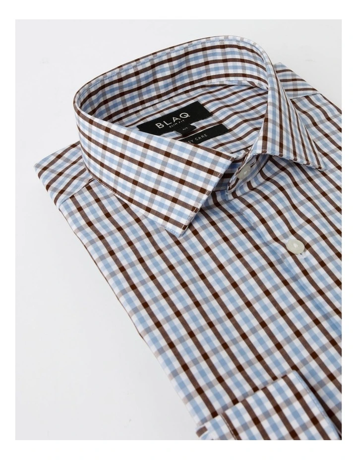 Blaq Slim Long Sleeve 2 Colour Mid Check Shirt In Brown 9 Blaq Slim Long Sleeve 2 Colour Mid Check Shirt In Brown - Image 7