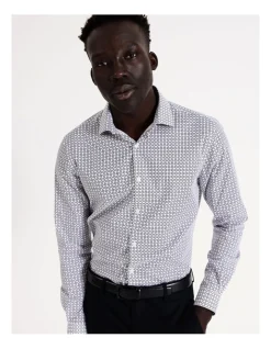 Blaq Slim Long Sleeve 1 Colour Floral Print Shirt In Black