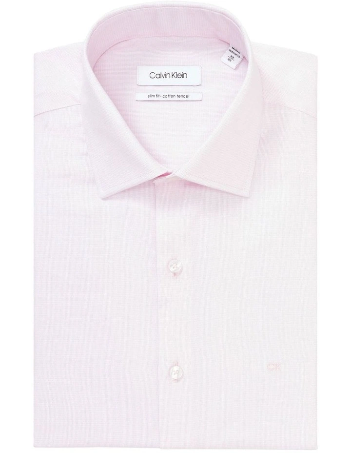 Calvin Klein Slim Long Sleeve Mini Dobby Shirt In Pink 7 Calvin Klein Slim Long Sleeve Mini Dobby Shirt In Pink - Image 5