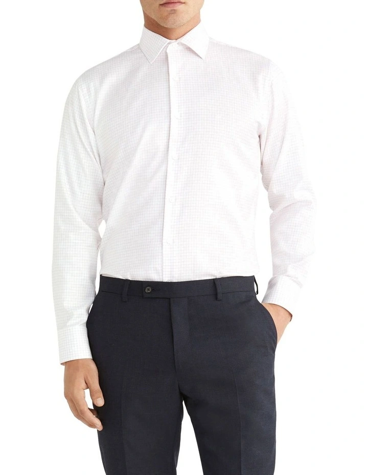 Calvin Klein Slim Long Sleeve 1 Colour Mid Check Shirt In White 3 Calvin Klein Slim Long Sleeve 1 Colour Mid Check Shirt In White