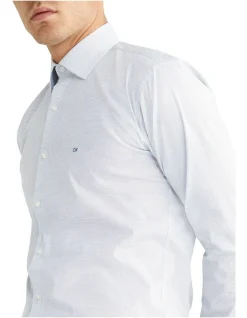 Calvin Klein Slim Long Sleeve Mini Dot Print Shirt In Blue -Cambridge Clothing shop 967826800 4 720x928