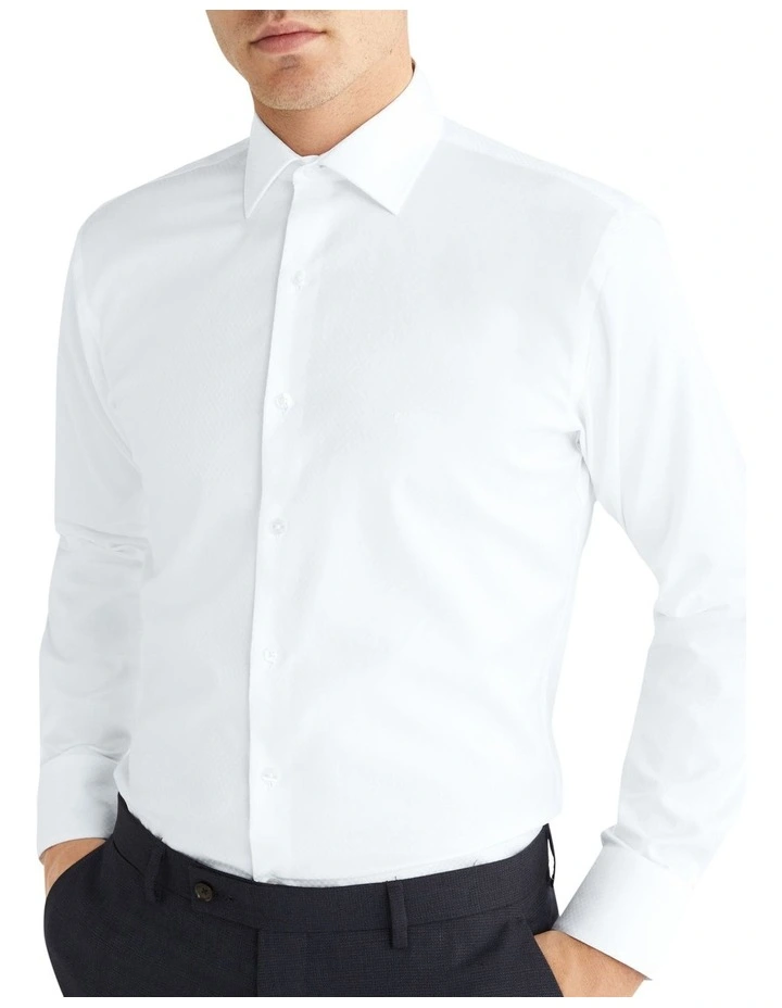 Calvin Klein Slim Long Sleeve Dobby Shirt In White 6 Calvin Klein Slim Long Sleeve Dobby Shirt In White - Image 4