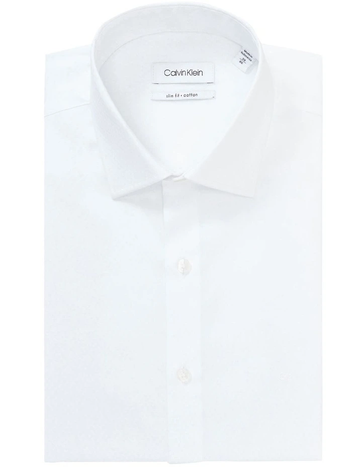 Calvin Klein Slim Long Sleeve Dobby Shirt In White 7 Calvin Klein Slim Long Sleeve Dobby Shirt In White - Image 5