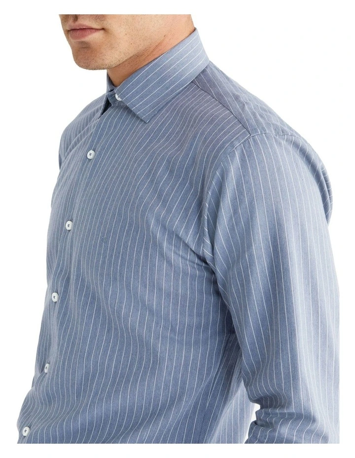 Calvin Klein Slim Long Sleeve Stripe Shirt In Blue 6 Calvin Klein Slim Long Sleeve Stripe Shirt In Blue - Image 4