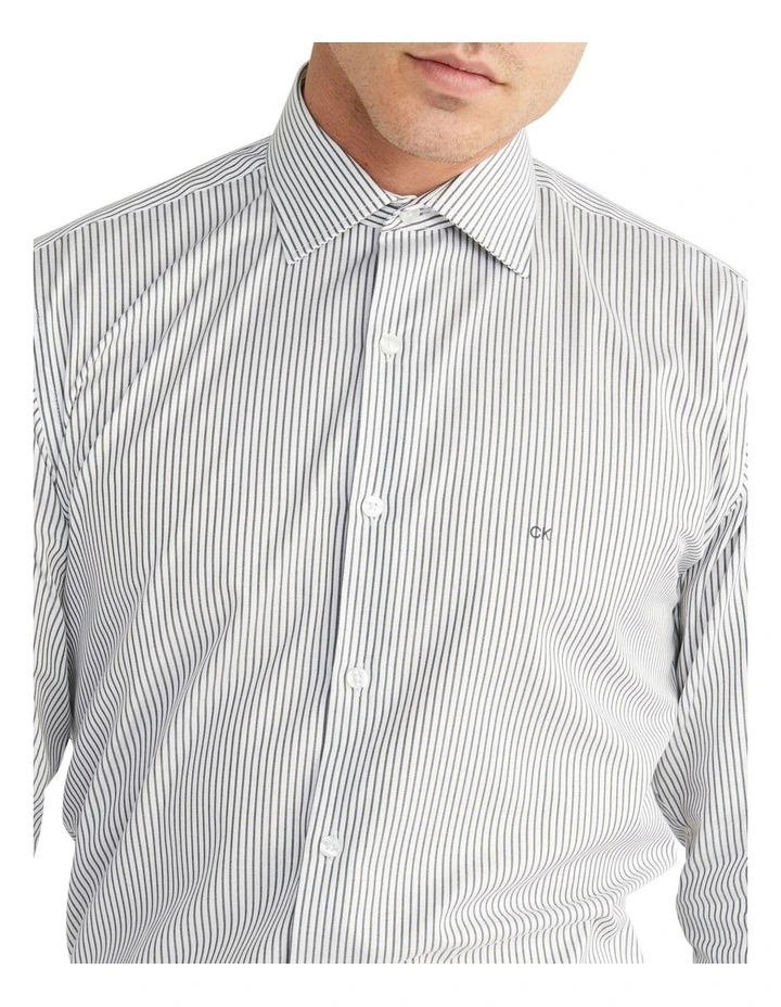 Calvin Klein Slim Long Sleeve Dobby Stripe Shirt In Black/White 6 Calvin Klein Slim Long Sleeve Dobby Stripe Shirt In Black/White - Image 4