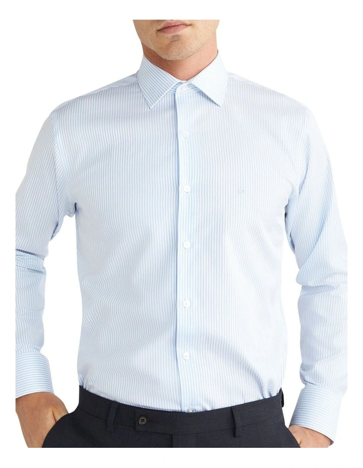 Calvin Klein Slim Long Sleeve Dobby Stripe Shirt In Blue 6 Calvin Klein Slim Long Sleeve Dobby Stripe Shirt In Blue - Image 4