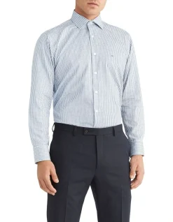 Calvin Klein Slim Long Sleeve Marle Check Shirt In Blue