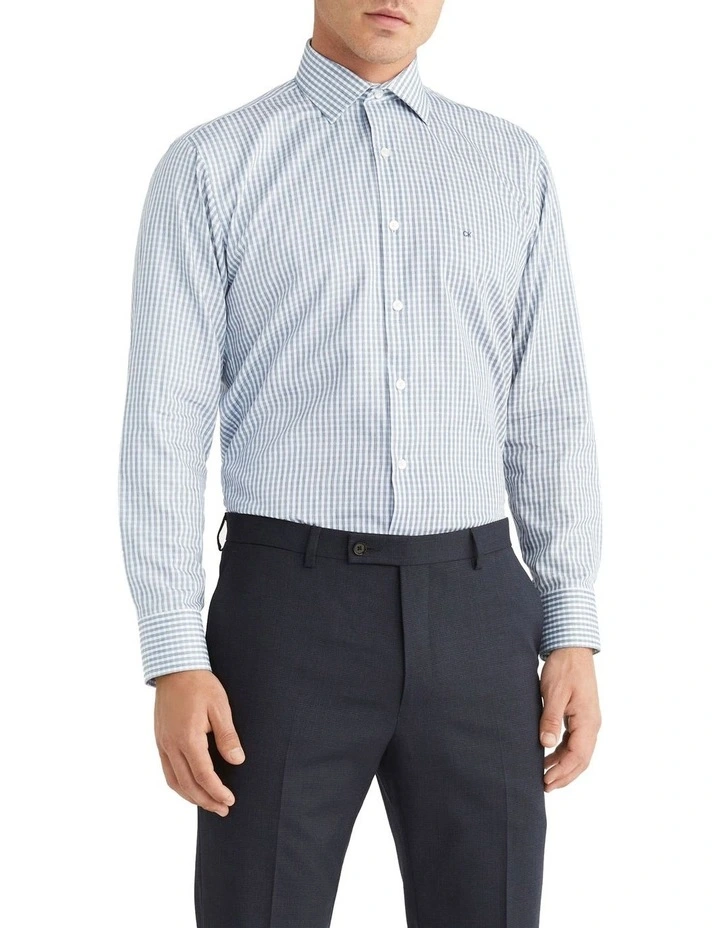 Calvin Klein Slim Long Sleeve Marle Check Shirt In Blue 3 Calvin Klein Slim Long Sleeve Marle Check Shirt In Blue