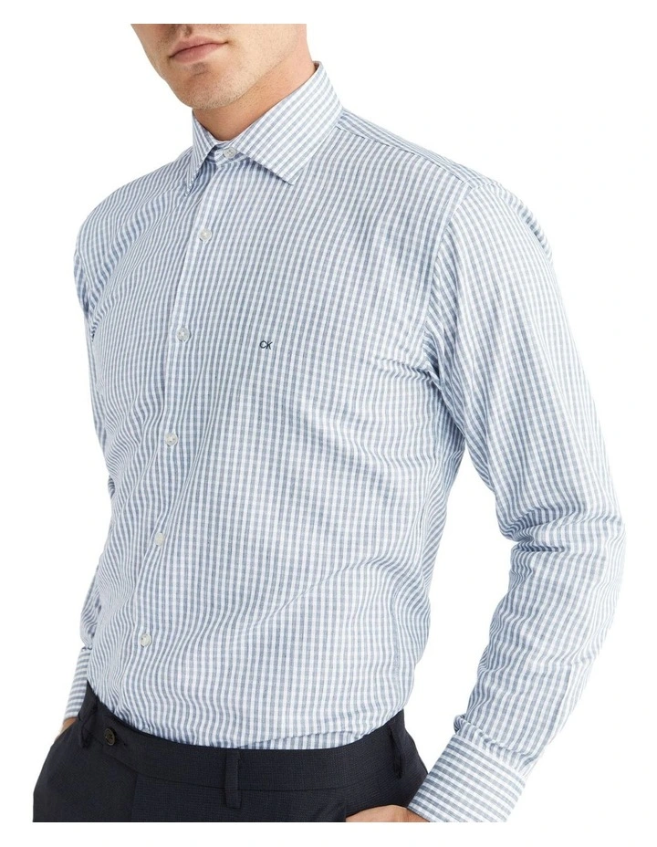 Calvin Klein Slim Long Sleeve Marle Check Shirt In Blue 6 Calvin Klein Slim Long Sleeve Marle Check Shirt In Blue - Image 4