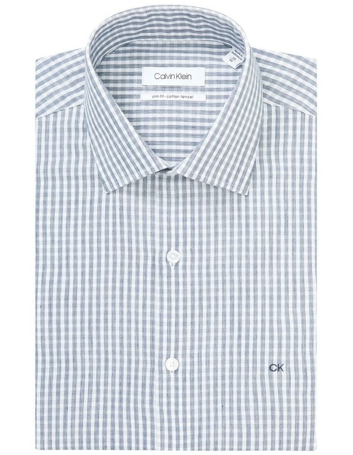 Calvin Klein Slim Long Sleeve Marle Check Shirt In Blue 7 Calvin Klein Slim Long Sleeve Marle Check Shirt In Blue - Image 5