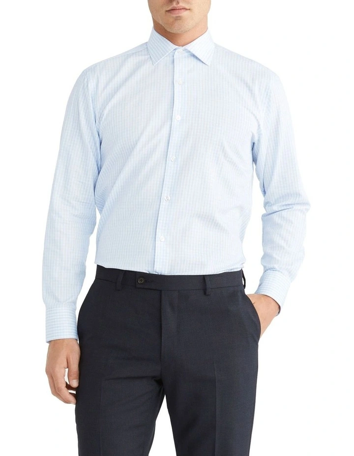 Calvin Klein Slim Long Sleeve Marle Check Shirt In Blue 3 Calvin Klein Slim Long Sleeve Marle Check Shirt In Blue