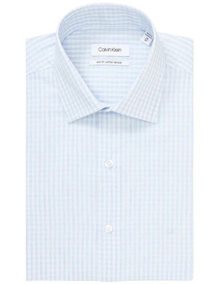 Calvin Klein Slim Long Sleeve Marle Check Shirt In Blue 7 Calvin Klein Slim Long Sleeve Marle Check Shirt In Blue - Image 5