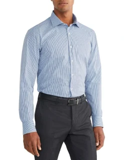 Van Heusen Slim Long Sleeve Mini Check Shirt In Blue