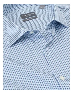 Van Heusen Slim Long Sleeve Mini Check Shirt In Blue -Cambridge Clothing shop 968131450 4 720x928