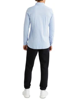 Tommy Hilfiger 1985 Knit Solid Long Sleeve Shirt In Cloudy Blue 7 Tommy Hilfiger 1985 Knit Solid Long Sleeve Shirt In Cloudy Blue -Cambridge Clothing shop 980250220 2 720x928