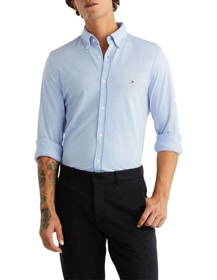 Tommy Hilfiger 1985 Knit Solid Long Sleeve Shirt In Cloudy Blue 6 Tommy Hilfiger 1985 Knit Solid Long Sleeve Shirt In Cloudy Blue - Image 4