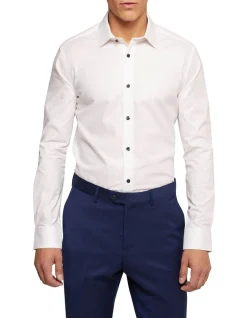 Oxford Beckton Cotton Spandex Shirt In White