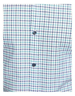 Oxford Beckton Checked Shirt In Aqua -Cambridge Clothing shop 987062950 6 720x928