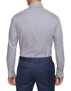 Oxford Beckton French Cuff Striped Shirt In Navy -Cambridge Clothing shop 987063760 3 720x928