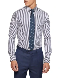 Oxford Beckton French Cuff Striped Shirt In Navy -Cambridge Clothing shop 987063760 5 720x928