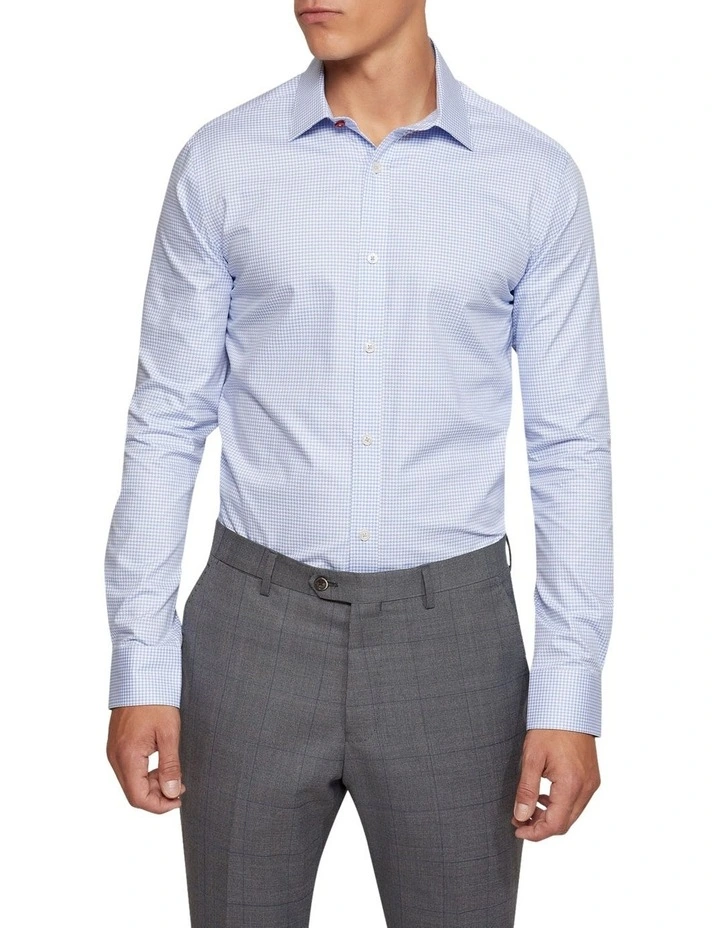 Oxford Beckton Houndstooth Slim Fit Shirt In Sky 7 Oxford Beckton Houndstooth Slim Fit Shirt In Sky - Image 5
