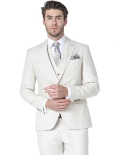 Ferrari Formalwear Daniel Hechter Linen Suit Jacket In Sand