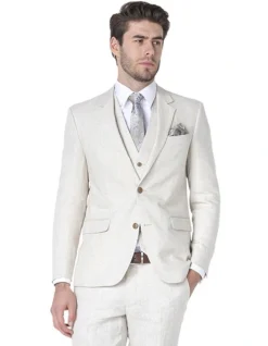 Ferrari Formalwear Daniel Hechter Linen Suit Jacket In Sand -Cambridge Clothing shop 608000140 4 720x928