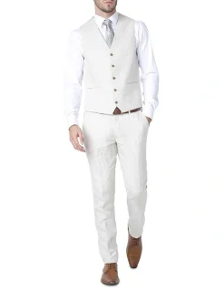 Ferrari Formalwear Daniel Hechter Linen Vest In Sand