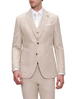 Gibson Slim Fit Linen Electron Jacket Cream