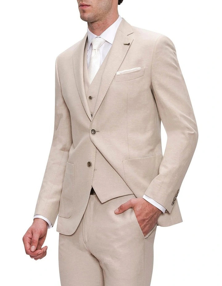 Gibson Slim Fit Linen Electron Jacket Cream 5 Gibson Slim Fit Linen Electron Jacket Cream - Image 3