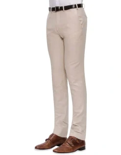 Gibson Slim Fit Sand Linen Caper Trouser -Cambridge Clothing shop 742215070 3 720x928