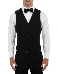 Dom Bagnato Tailored Fit Silvio Black Wool Vest FCK410