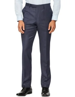Van Heusen Black Label Slim Pure Wool Pinstripe Suit Pant Ink Blue