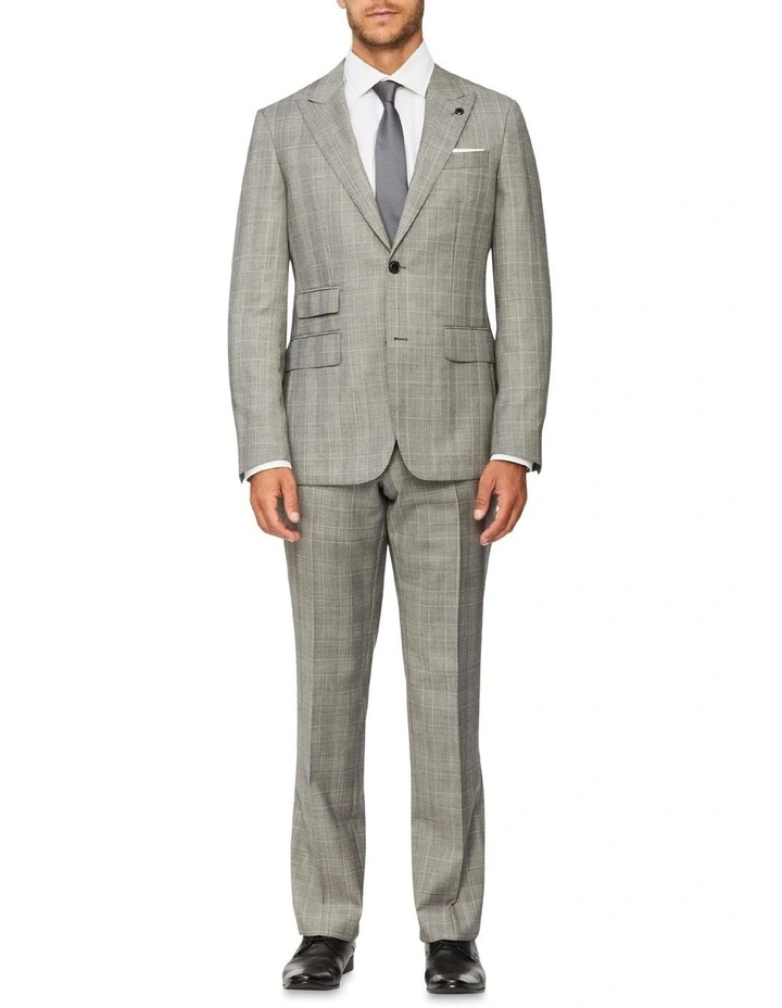 Van Heusen Black Label Tailored Pure Wool Windowpane Check Suit Pant Light Grey 4 Van Heusen Black Label Tailored Pure Wool Windowpane Check Suit Pant Light Grey - Image 2